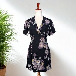 Free People Hawaii Black Floral Mini Dress Size XS